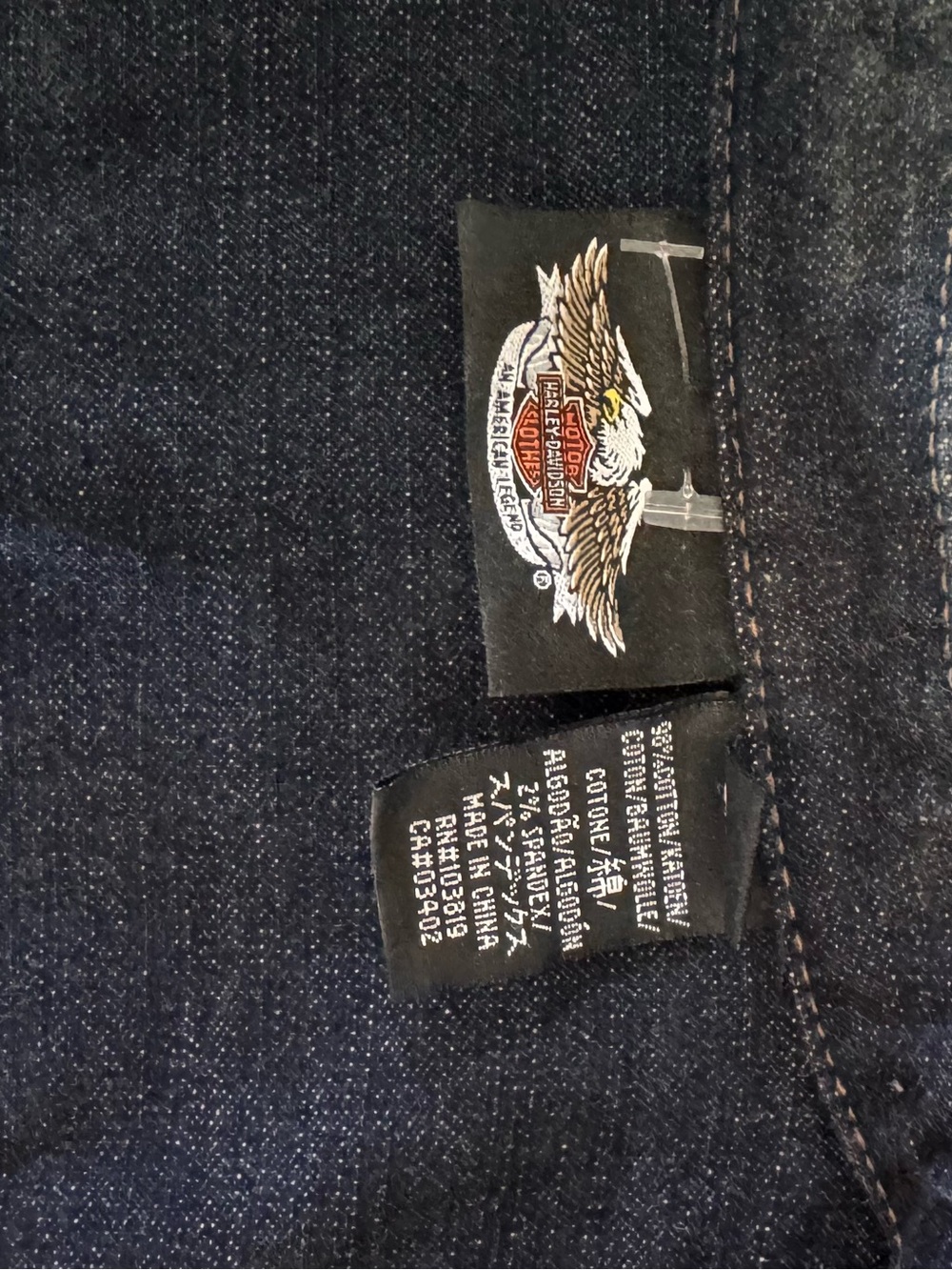 Harley-Davidson Black Denim Jacket with Eagle Back Print - Picture 5 of 8